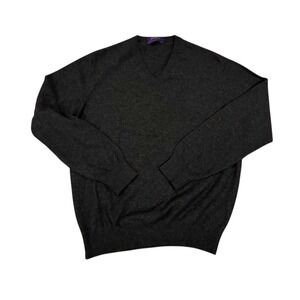 Elegant Women's 100% Cashmere Dark Gray V-Neck Sweater size 52‎